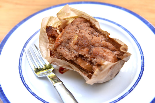 Small coffee cake with seasonal fruit